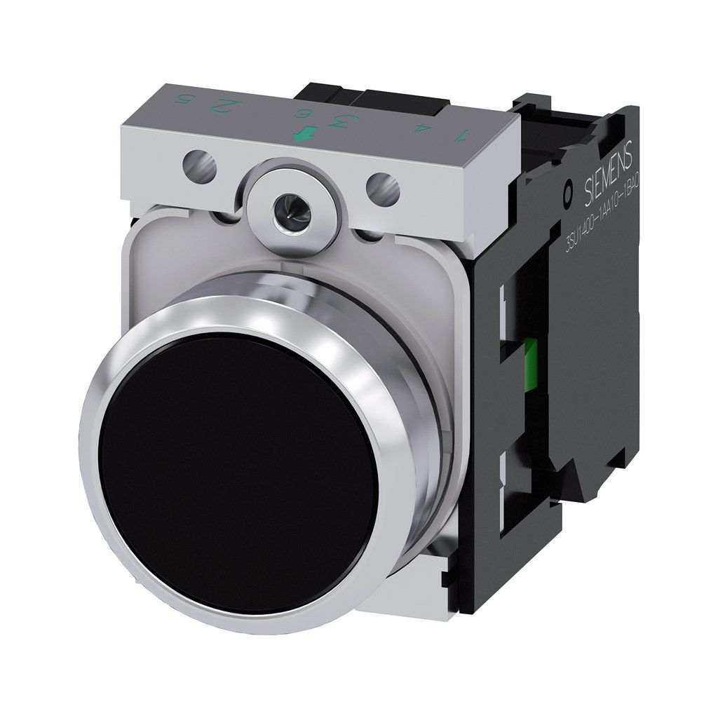 Siemens 3SU1150-0AB10-1BA0 Buton Komple Yay Dönüşlü 1No Parlak Metal Siyah